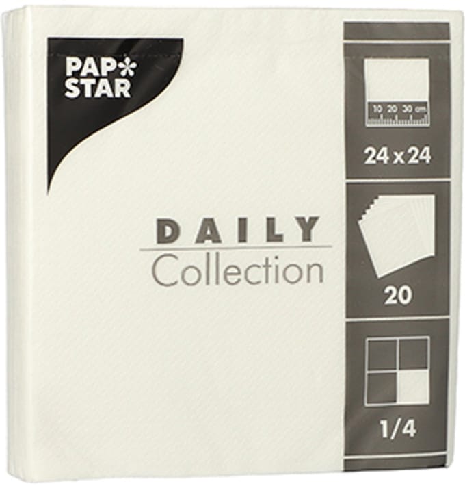 20x 20 Servetten DAILY Collection 1/4 vouw 24 cm x 24 cm wit