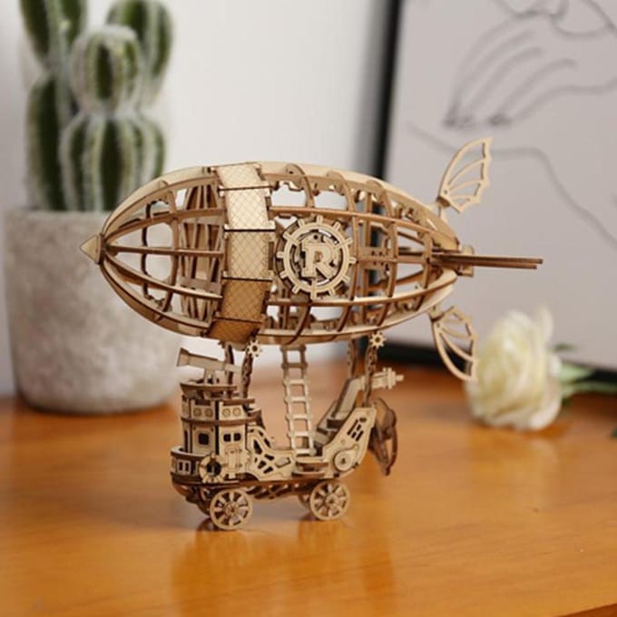 Robotime 3d-puzzel Airship 18 Cm Hout Naturel 176-delig