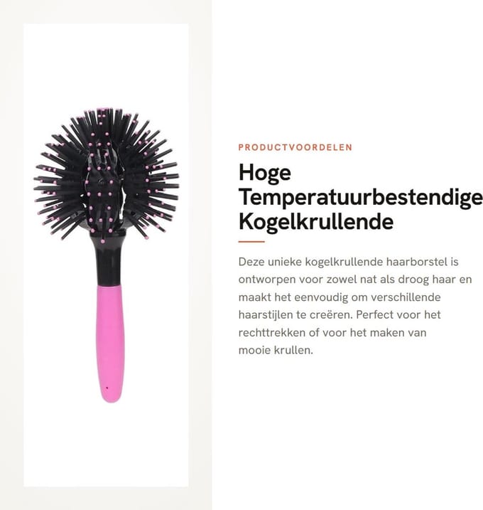 Dailygoods - Hoge Temperatuurbestendige Kogelkrullende Kam voor Haarstyling
