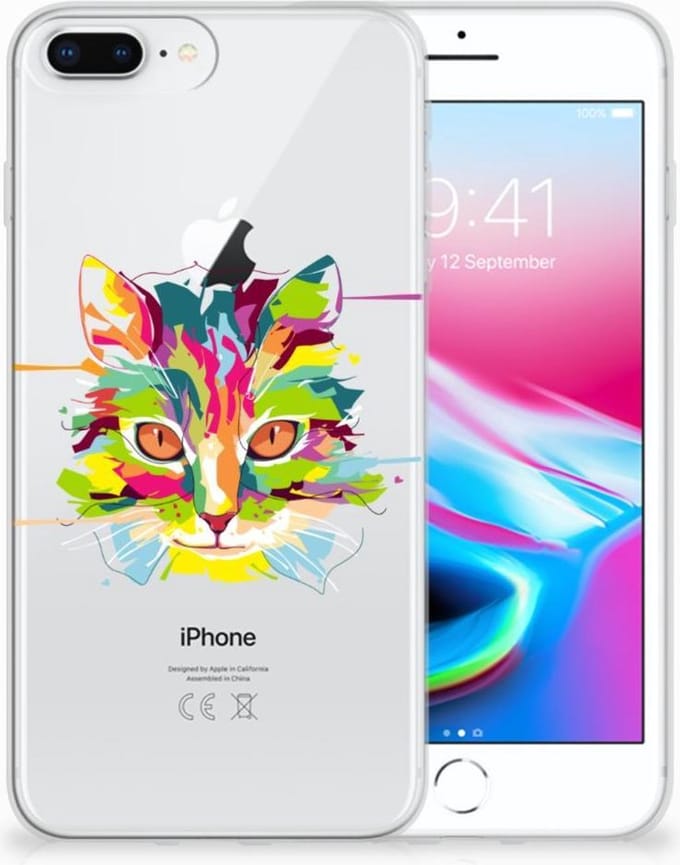 Apple iPhone 7 Plus | 8 Plus Telefoonhoesje met Naam Cat Color