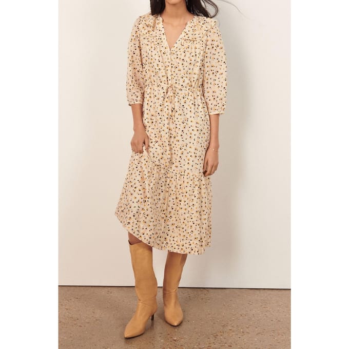 BA&SH Robe Bowie Ecru Maat: M | Midi Jurken Outlet | Dames | Ecru