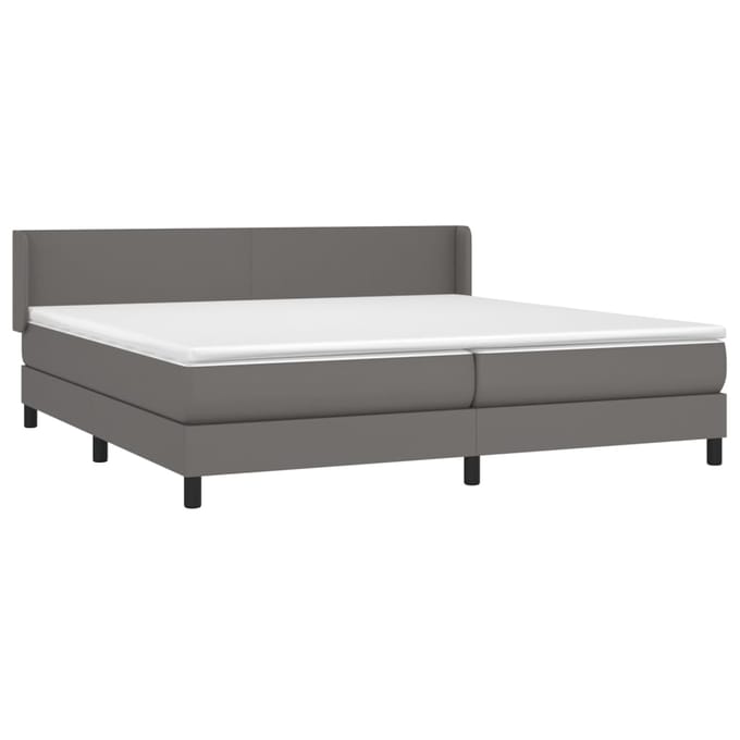 vidaXL - Boxspring - met - matras - kunstleer - grijs - 200x200 - cm