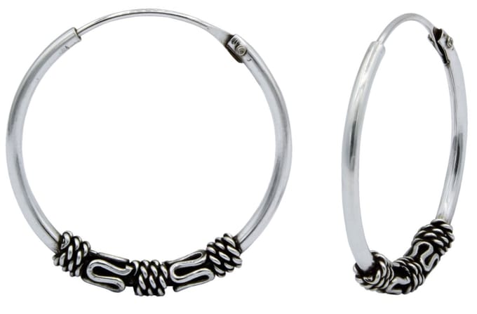 Joy|S - Zilveren Bali oorbellen - 20 mm oorringen - geoxideerd