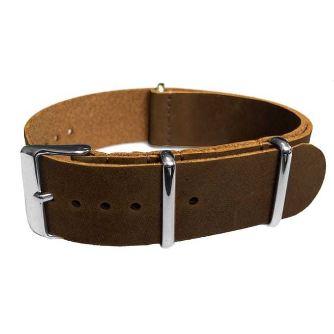 NATO Horlogeband Vintage Leer Donkerbruin 20mm