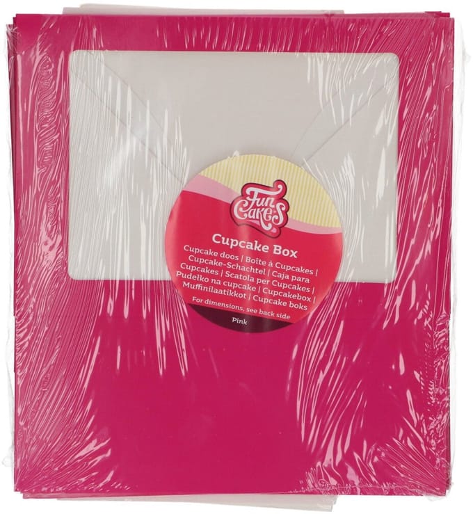 FunCakes Cupcake Doos voor 6 Cupcakes of Muffins - Roze - 3 Stuks - Cupcake Bewaardoos