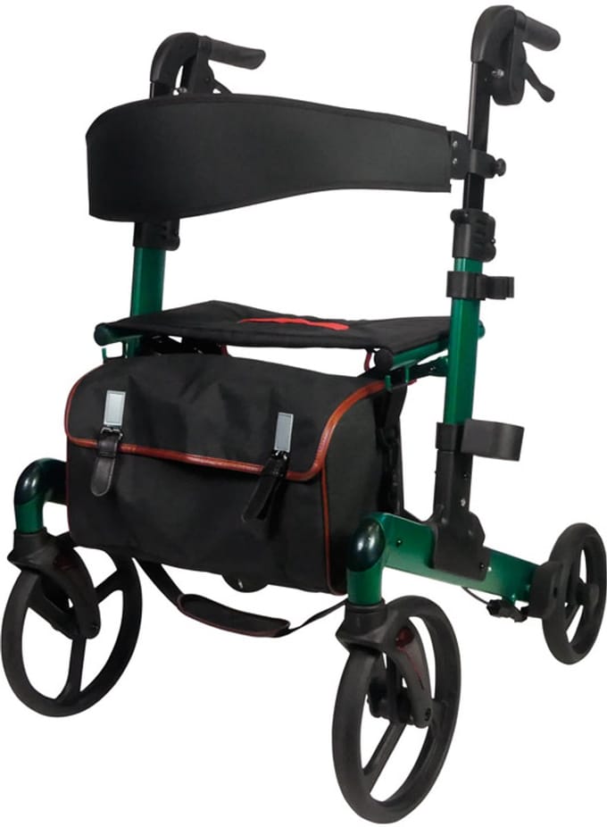 Neo Fold Dubbel Opvouwbare Lichtgewicht Rollator – Groen - Maat L