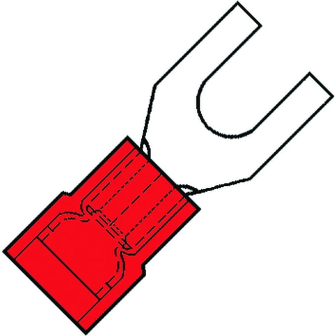 Geïsoleerde Vorkterminal M4 Rode Nylon Voor 0.5-1.5mm2 Kabel - 156510 [100 Stuks]