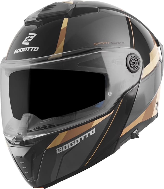 Bogotto FF404 Ezion Zwart Bruin Systeemhelm - Helm
