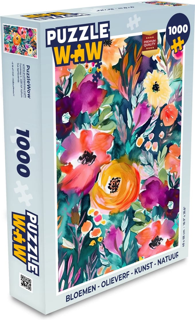 Puzzel Bloemen - Olieverf - Kunst - Natuur - Legpuzzel - Puzzel 1000 stukjes volwassenen