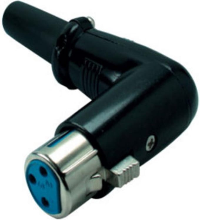 XLR 3-pins (v) haakse connector met rubberen trekontlasting / zwart