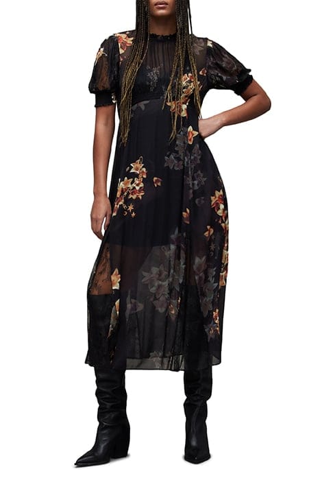 AllSaints Laverna Stargazer Dr Black Taglia: 38 | Abiti Midi Outlet | Donna | Nero