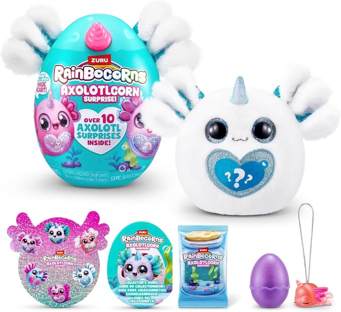 Rainbocorns Sparkle Heart - Collectie 1 - Witte Axolotlcorn met Glinsterend Hart