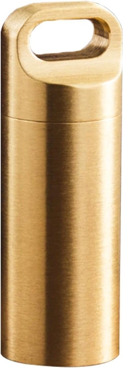 Draagbare Waterdichte Medicijnbox van Metaal voor Sleutelhanger - Compacte Pillendoos voor Reizen en Kamperen (Goud, Middelgroot, 1 Stuk)