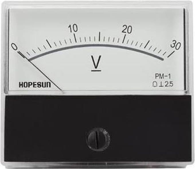 Analoge Paneelmetervoor Dc Spanningsmetingen 30V Dc / 70 X 60Mm