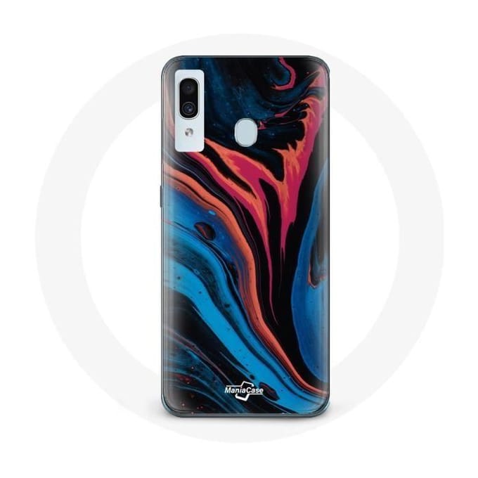 Coque pour samsung galaxy A40 Texture abstraite bleu noir rouge