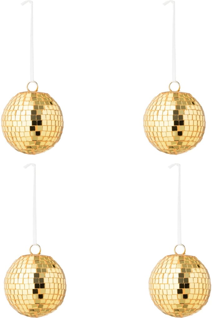 J-Line kerstbal Spiegel - glas - geel - small - doos van 4