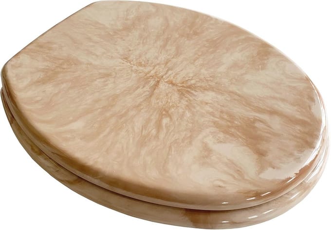 Beige Marmeren WC-bril met Roestvrijstalen Scharnieren