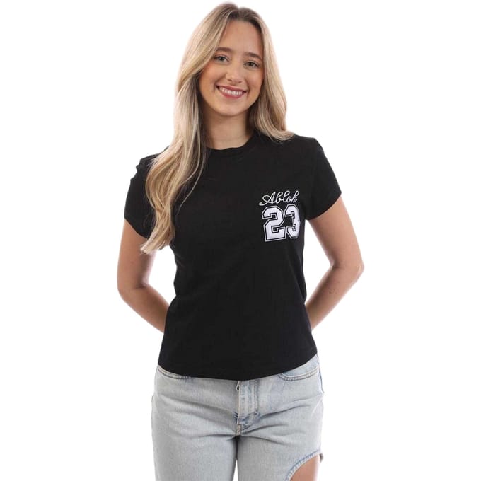 Off White Abloh-T-shirt met borduursel voor dames (Zwart, Wit)