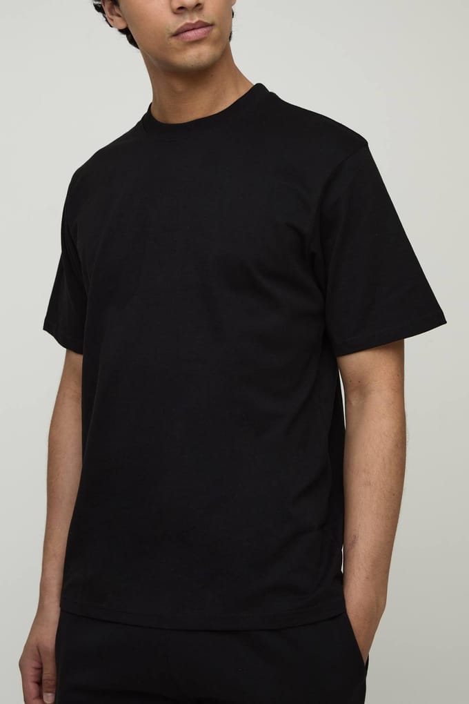 Basic Regular Fit T-shirt met ronde hals | Black | Size Medium
