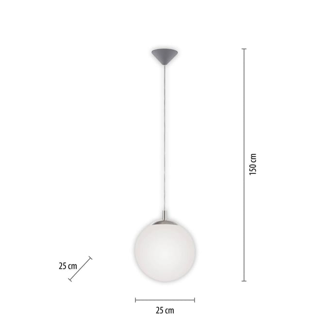Paul Neuhaus Bolo hanglamp, glazen kap, Ø 25 cm