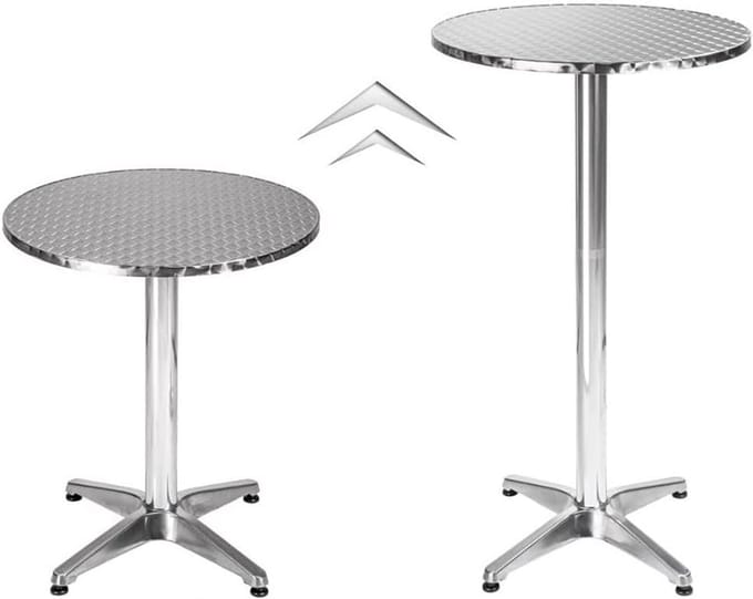 Verstelbare Vierkante Buitenbar Tafel 60x60cm met RVS Dienblad - Tuin en Terras
