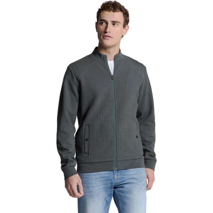 No Excess Sweater full zipper jacquard mix dark steel