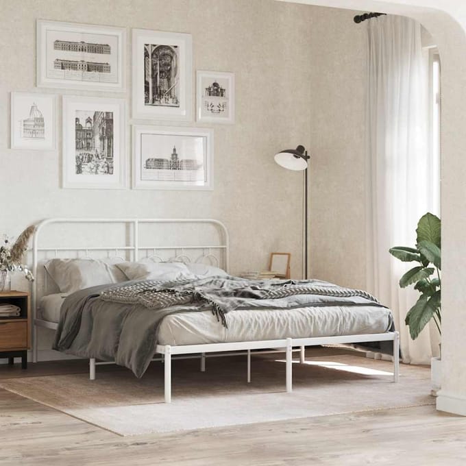 vidaXL - Vervangend - hoofdbord - 150 - cm - metaal - wit