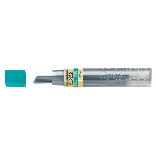 Potloodstift pentel 2b 0.7mm zwart koker Stuks