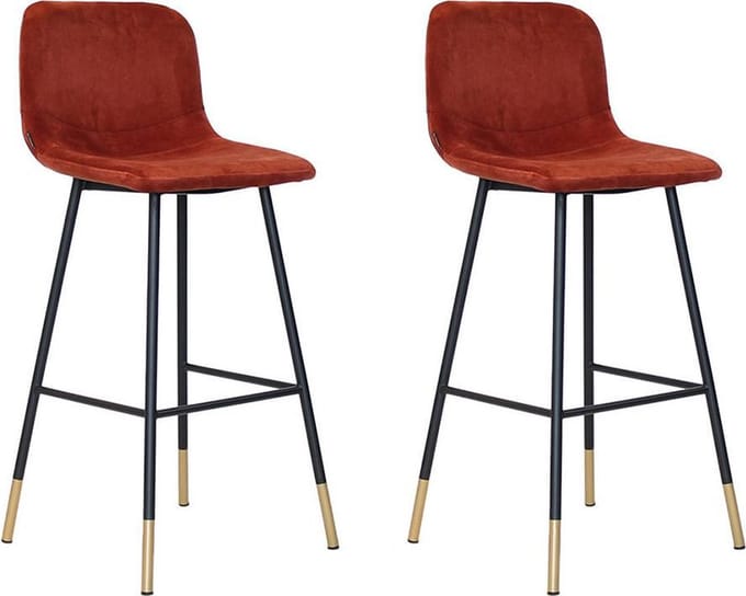 Bronx71® Velvet barkruk Mikky koper 68 - 79 cm - Barkrukken set van 2 - barstoel