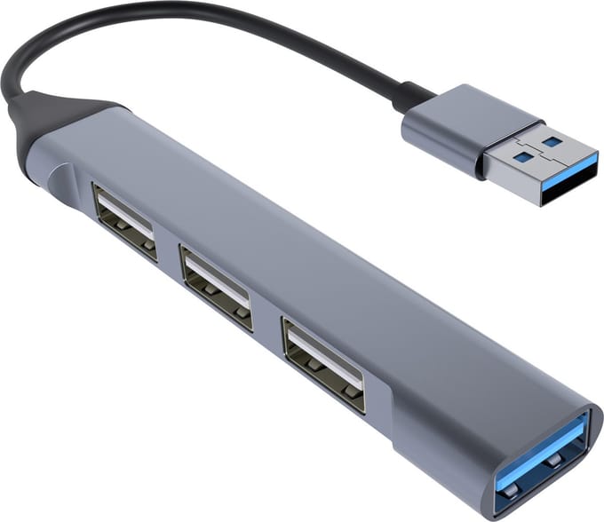 MMOBIEL USB 3.0/2.0 Hub - Splitter - 4 Poorten - 5 Gbps Super Speed Data Hub - USB A aansluiting - Opladen - Grijs