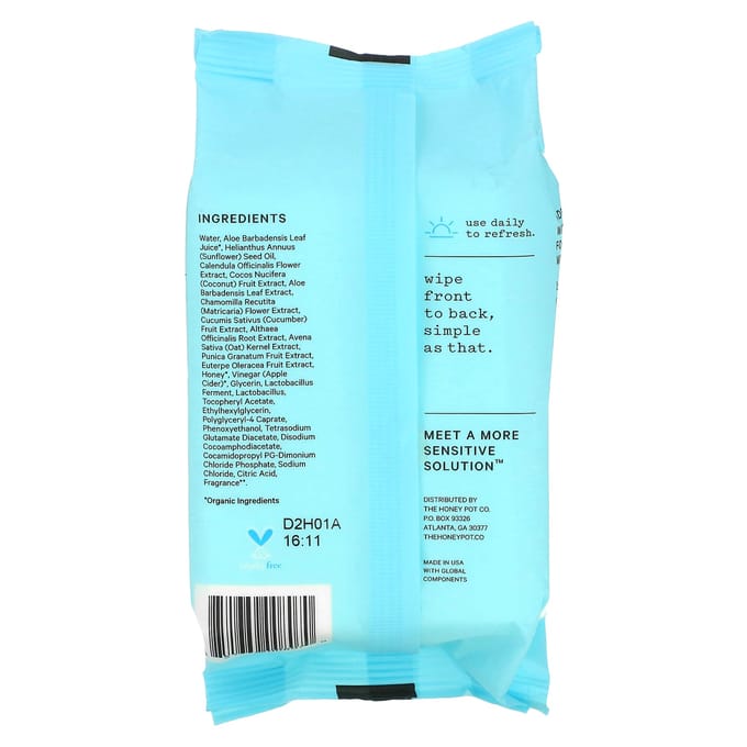 The Honey Pot Company, Lingettes pour peaux sensibles, 30 feuilles white