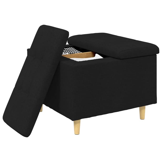 vidaXL - Ottoman - met - opslag - Zwart - 60 - x - 60 - x - 45 - cm - Stof