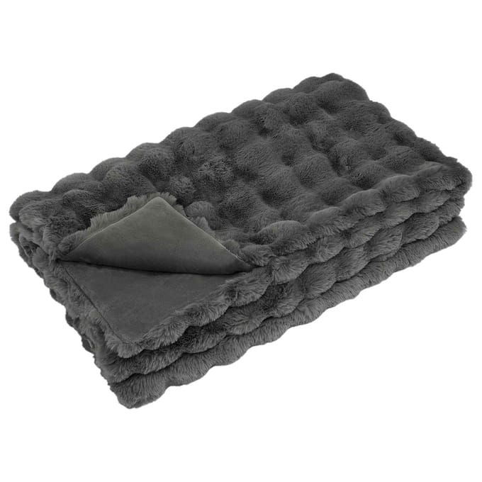vidaXL - Antislip - deken - van - imitatie - konijnenbont - Olite - Donkergrijs