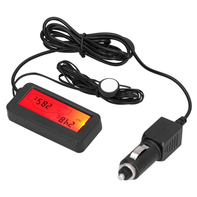 Mini Thermometer Elektronische Temperatuurmeter met LCD-display DC12V voor Auto Binnen Buiten Rood