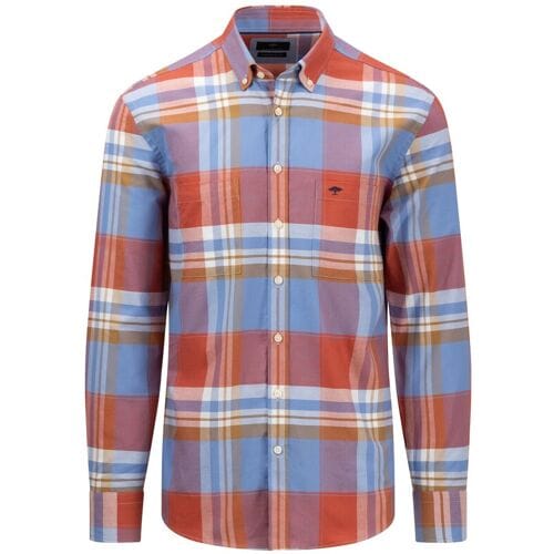 Fynch-Hatton Overhemd Oxford Checks Button Down Orient Red / male