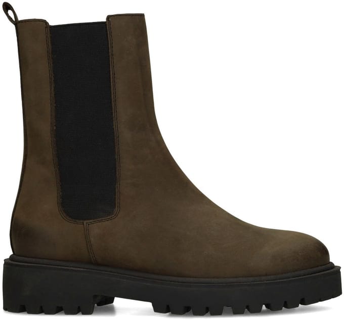 Manfield - Dames - Donkergroene nubuck chelsea boots - Maat 38