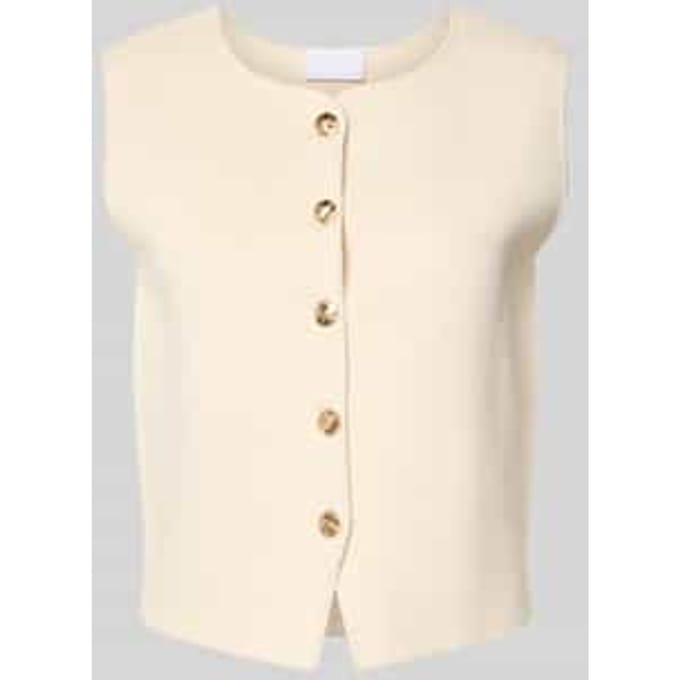 Mouwloos vest van viscosemix met ronde hals