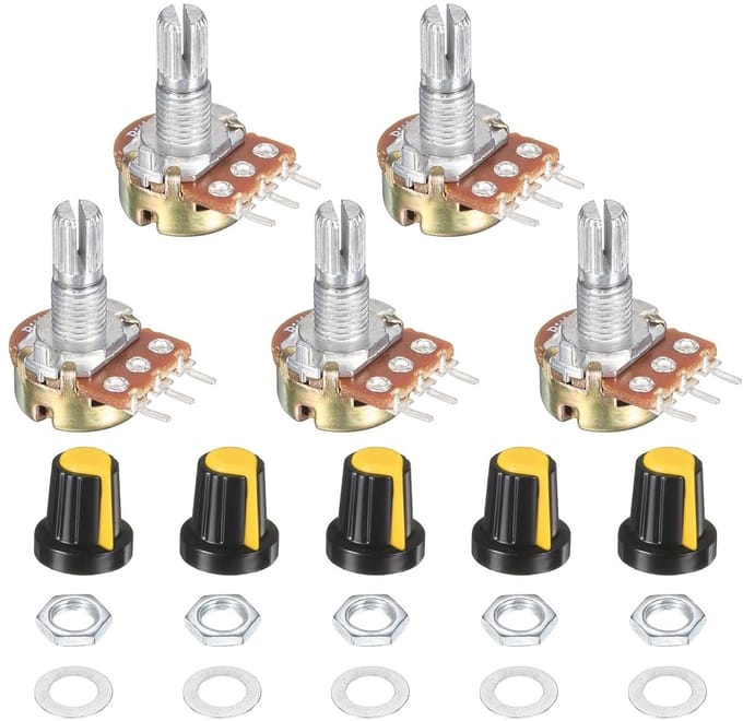 Verstelbare Weerstand - Potentiometer Kit - Audio Volume Regelen - Lineaire Instelling - B1K - Geel