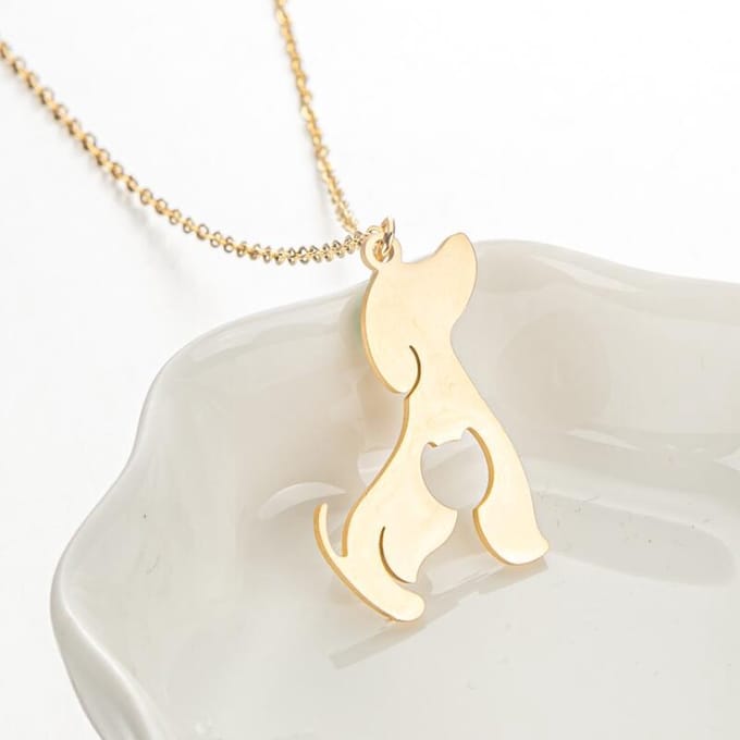 Gading® dames ketting met hond & kat hanger-zilverkleurig-43cm-RVS ketting