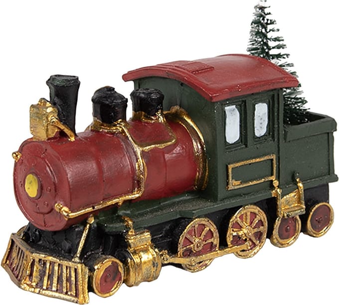 Clayre & Eef Decoratie Trein 11x5x7 cm Rood Groen Polyresin