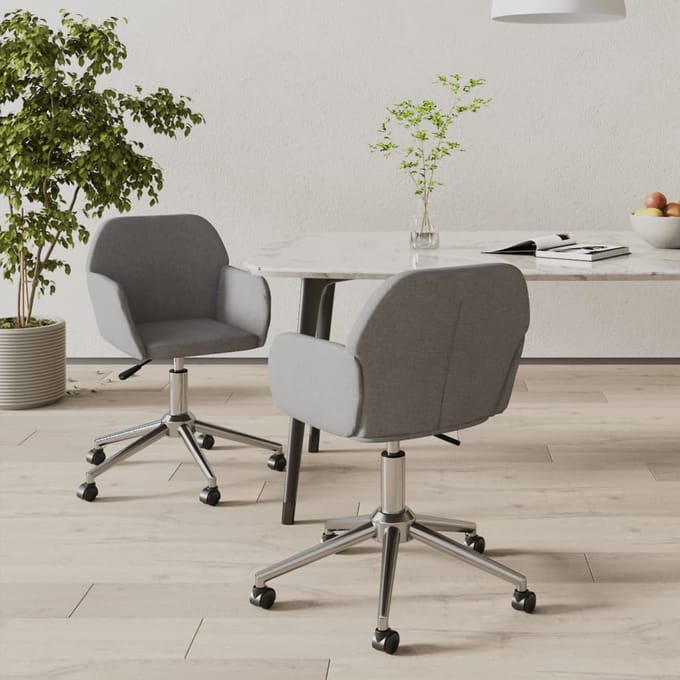 vidaXL - Eetkamerstoelen - draaibaar - 2 - st - stof - lichtgrijs