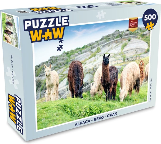 Puzzel Alpaca - Berg - Gras - Legpuzzel - Puzzel 500 stukjes