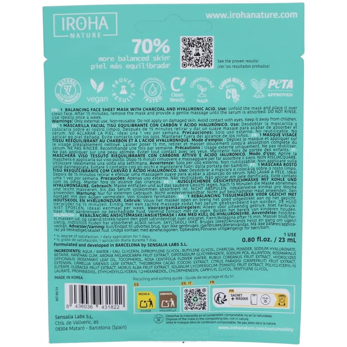 Iroha Nature Balancing & Hydrating Face Mask 23 Gezichtsmasker