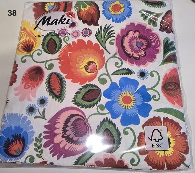 Gebloemde servetten, Servetten, Decopage, maki, 33x33 cm