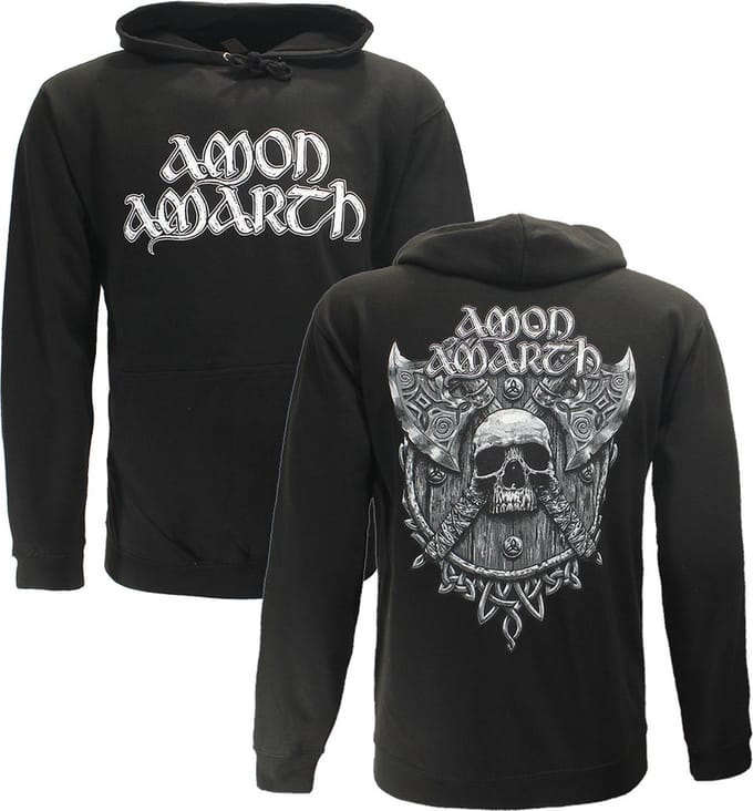 Amon Amarth Grey Skull Hoodie Trui - XL