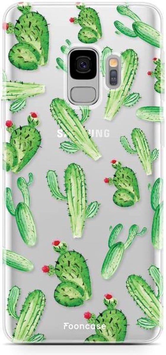 Fooncase Hoesje Geschikt voor Samsung Galaxy S9 - Shockproof Case - Back Cover / Soft Case - Cactus