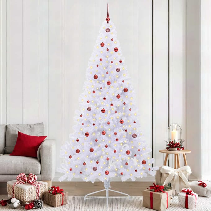vidaXL Kunstkerstboom Wit 240 cm PVC en staal