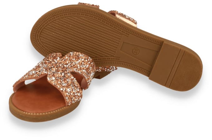 Mode-mania Dames Slipper Roze | Rosegold | Maat: 38