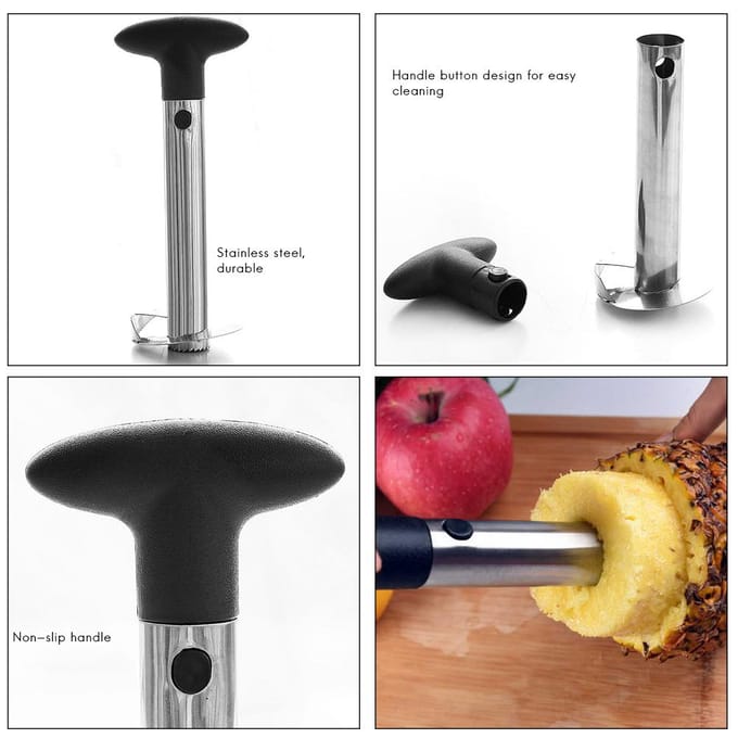 Roestvrijstalen Ananas Rasp Snijder Keukenhulpje Fruit Schiller Ontkerner Rasp Keukengereedschap black
