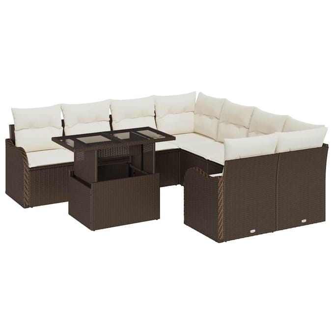 vidaXL Tuin Sofa Set 9 st Bruin poly rattan